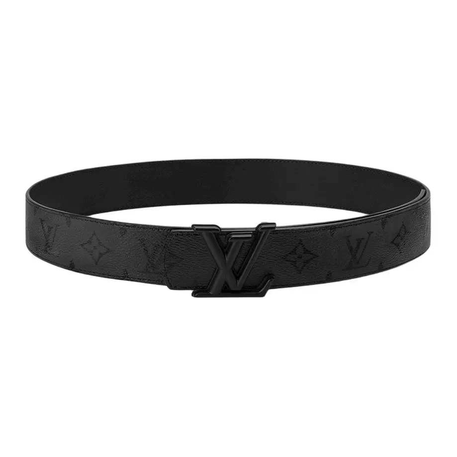LOUIS VUITTON Coated Canvas Leather Belts Men's Black Width 4cm