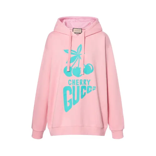 GUCCI Cherry Print Hoodie Light Blue