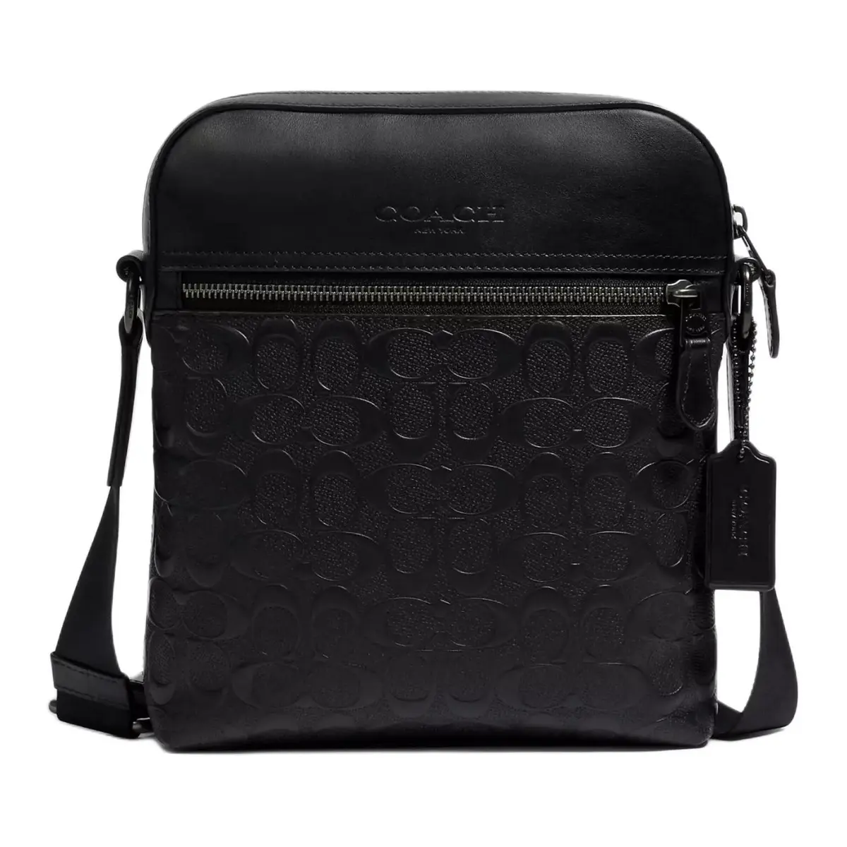 COACH Houston Cow Leather Shoulder Bag, Crossbody Bag Small Men's Black