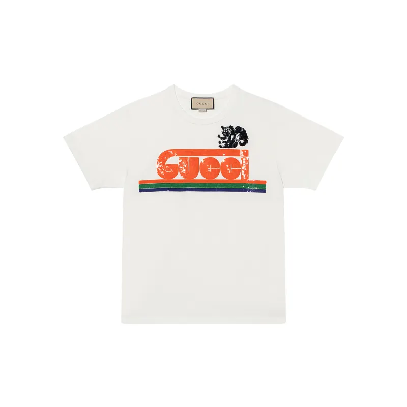 GUCCI T Shirts Women's Ecru Crew Neck Moderate Straight Fit
