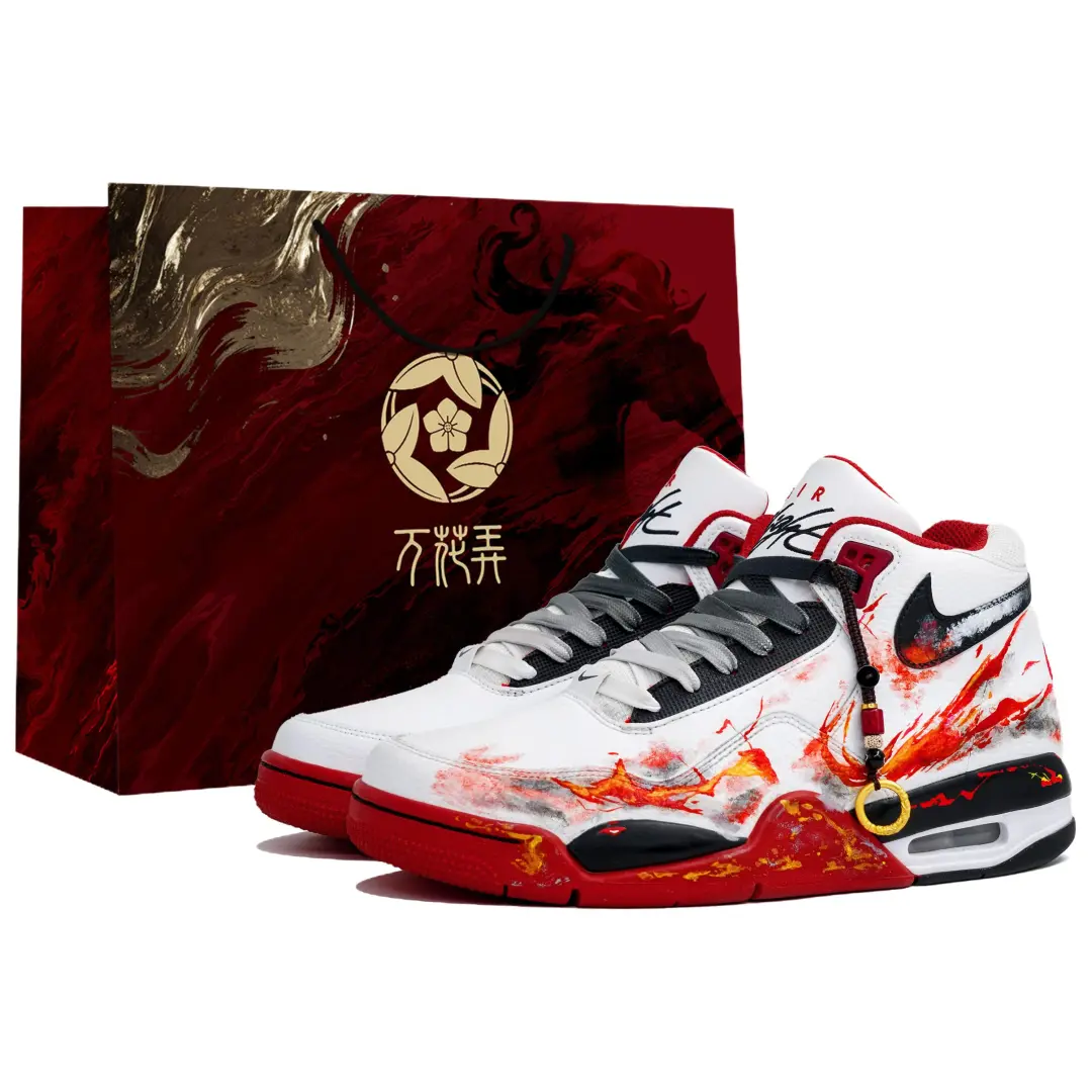 Nike Flight Legacy Myriad Flowers Entwined, Defying Fate, Shopping Bag Slip Resistant Mid top Vintage Basketball Shoes