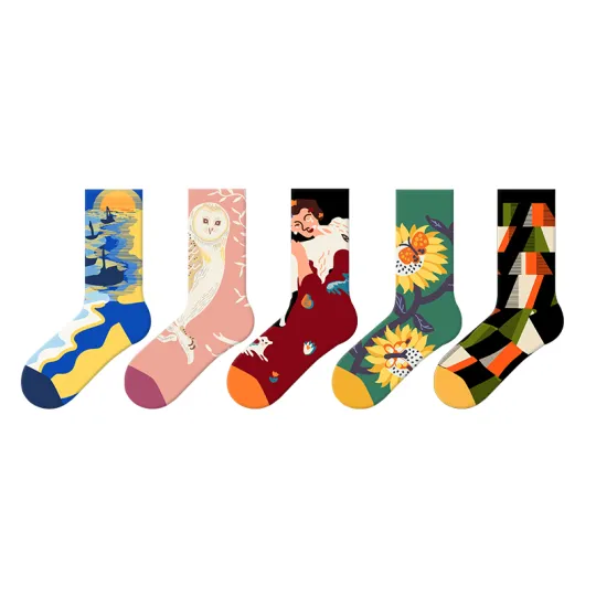 JKN Oil Painting Series Crew Socks Unisex 5 Pack