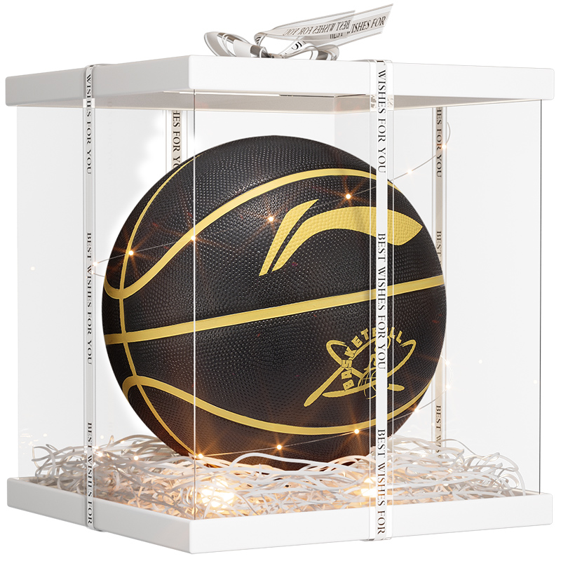 Li Ning Rubber Basketball, Durable, Explosion Proof, Slip Resistant Black Gold