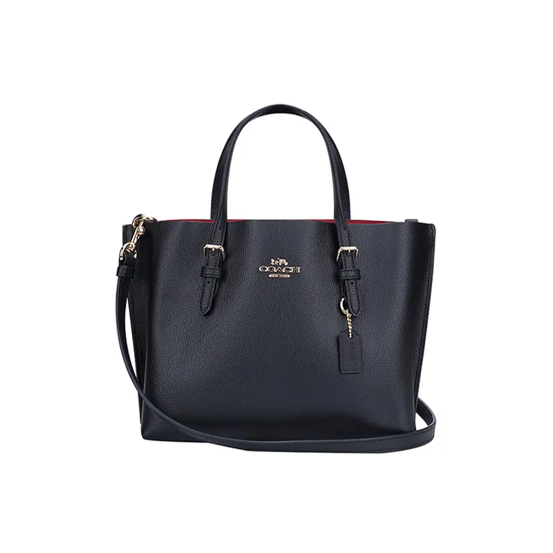 COACH Mollie Cow Leather Tote Bag, Shopping Bag Handbags Medium Women's Black
