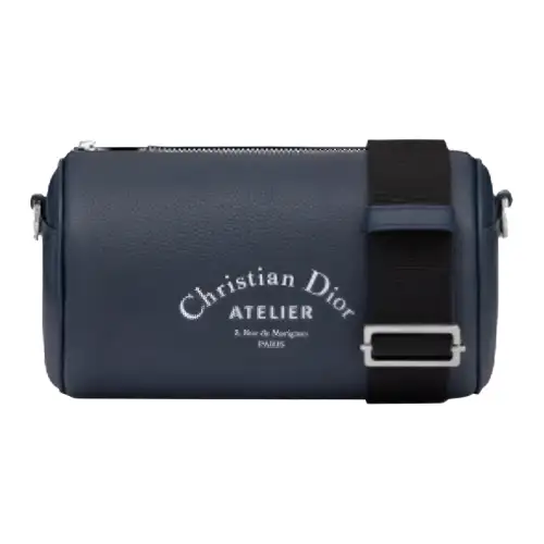 DIOR Roller Grain Cow Leather Cylinder Bag, Clutch Bag, Shoulder Bag, Crossbody Bag Men's Marine Blue