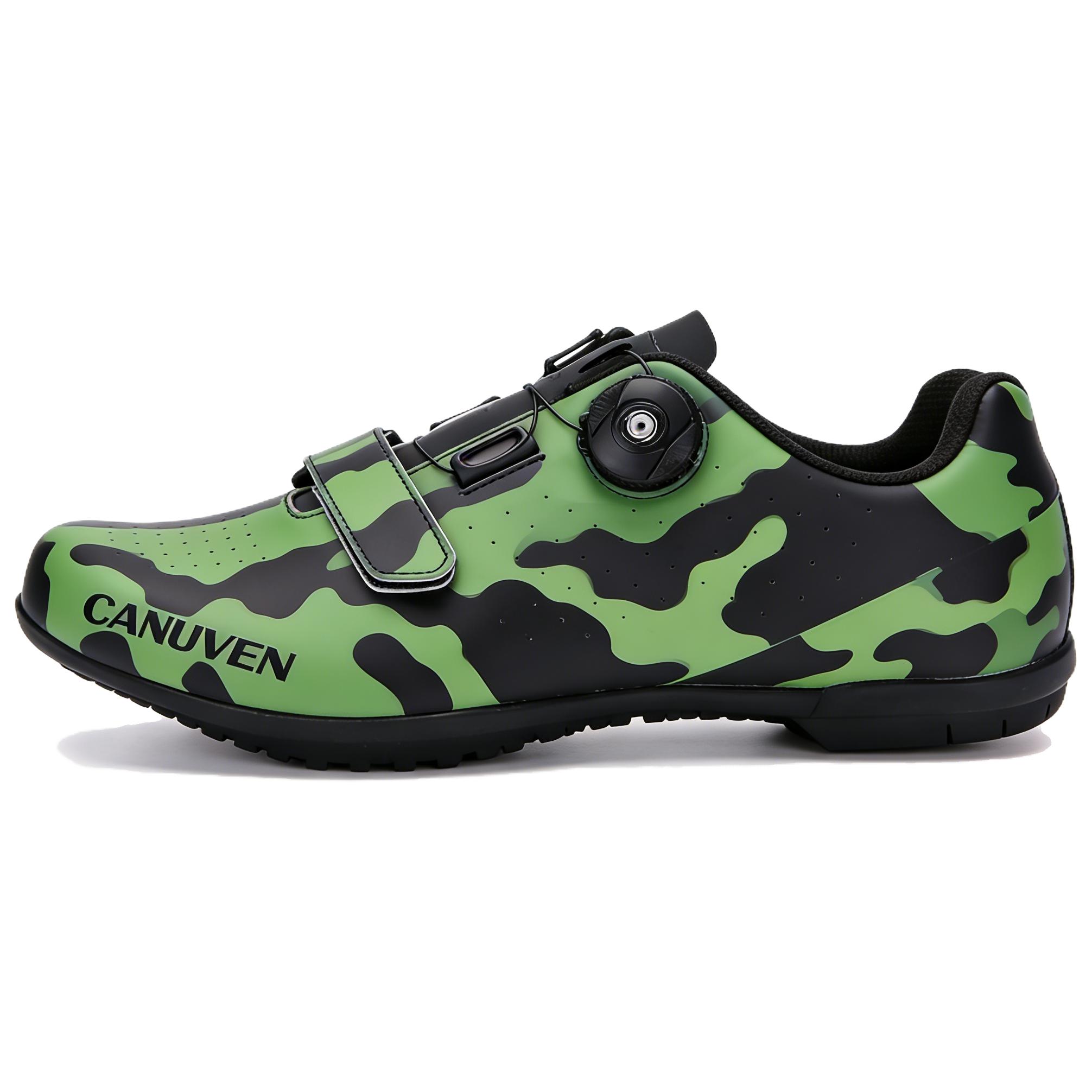 CANUVEN mesh casual summer wear-resistant breathable twist button lace-free fashion non-slip racing road shoes outdoor cushioning sports shoes low-top cycling shoes men's style