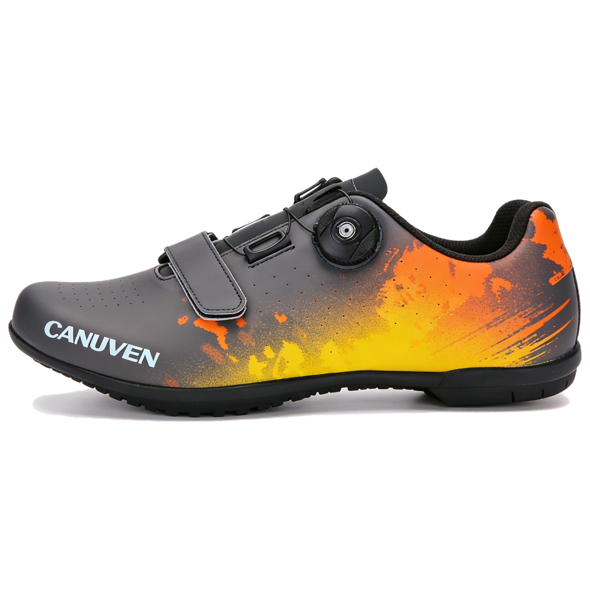 CANUVEN mesh summer lace-free racing road shoes casual breathable twist-button anti-slip outdoor wear-resistant cushioning sneakers low-top cycling shoes men's style