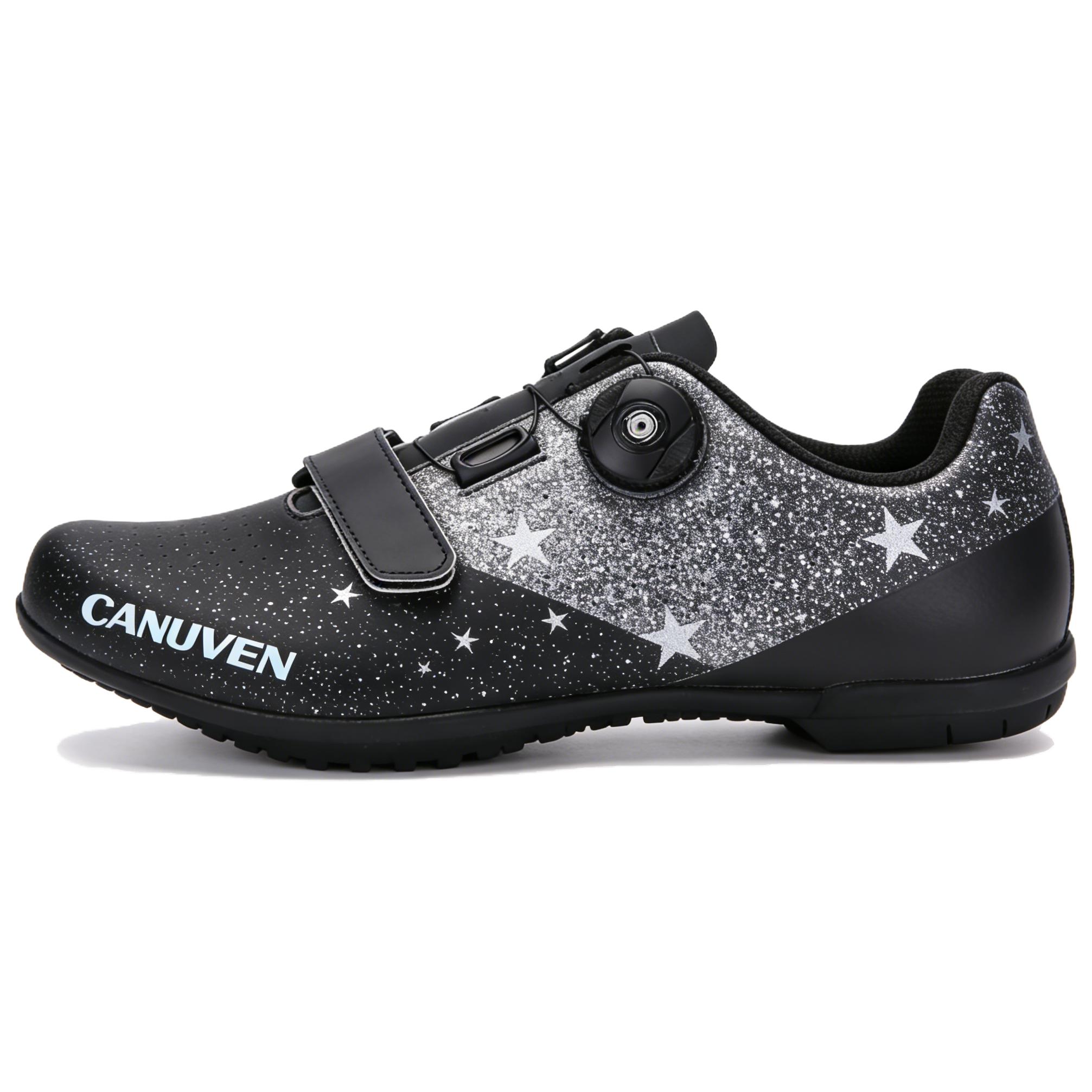 CANUVEN mesh casual summer fashion racing road shoes lace-free anti-slip cushioning breathable outdoor wear-resistant sports shoes knob buckle low-top cycling shoes men's style