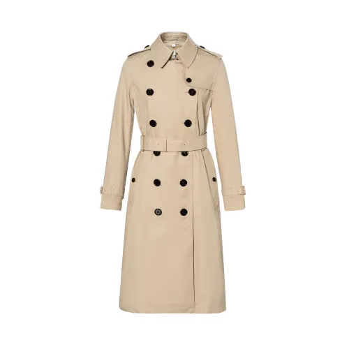 Burberry Coats Women's Beige Lapel Moderate Straight Fit