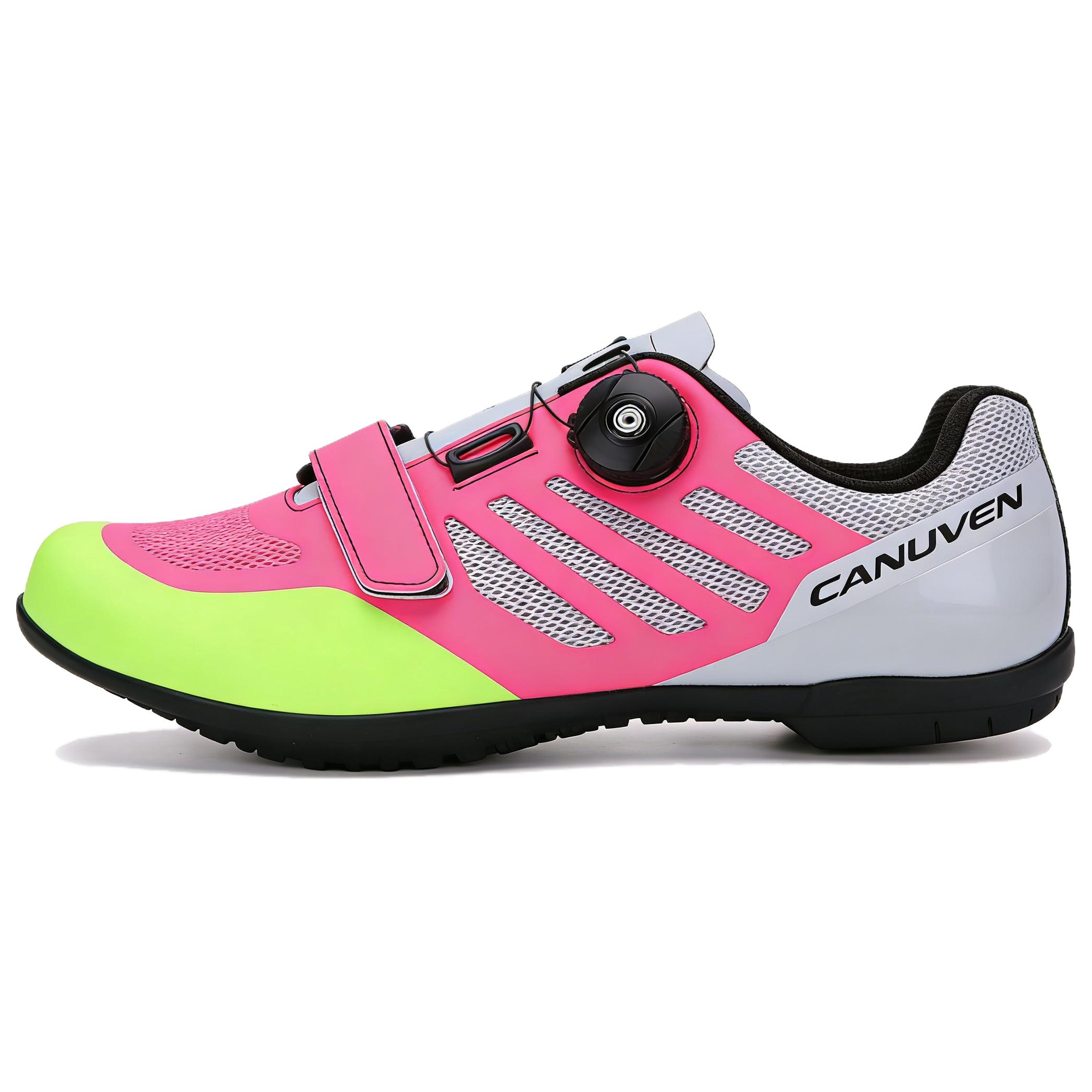 CANUVEN mesh outdoor racing road shoes breathable non-slip wear-resistant sports shoes versatile knob buckle strap-free cushioning low-top cycling shoes men's style