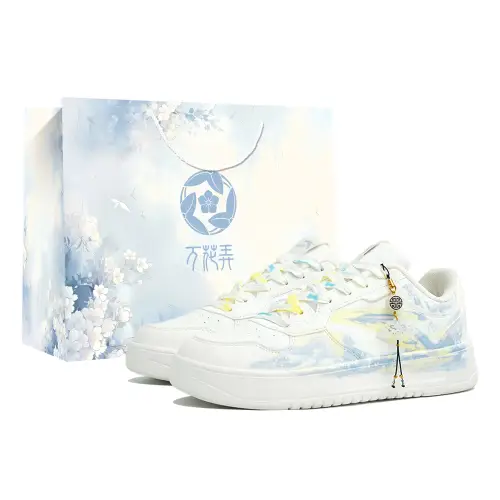 Anta Easy Coverage Slip Resistant Abrasion Resistant Low top Skateboard Shoes Unisex White Blue