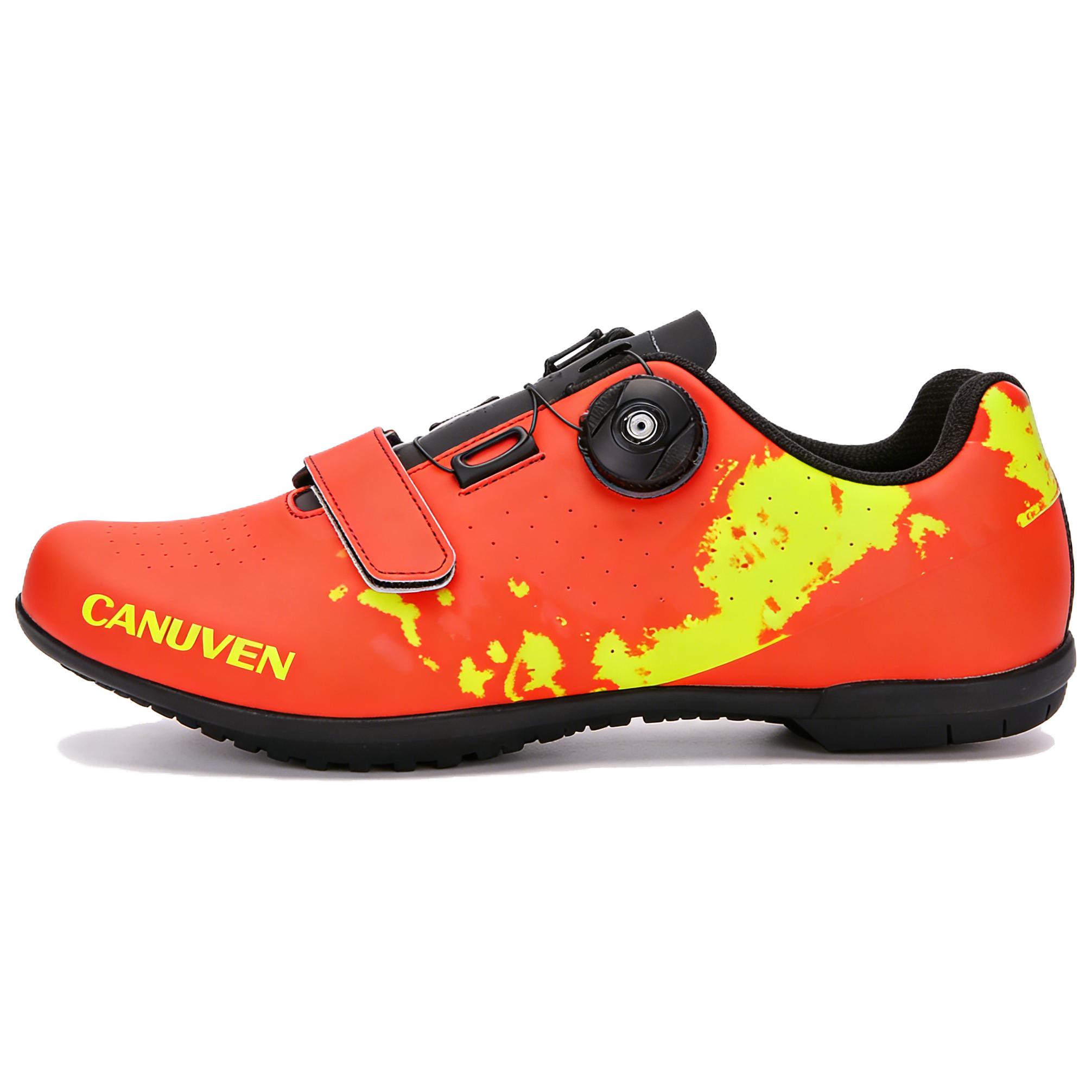 CANUVEN mesh summer non-slip racing road shoes outdoor breathable sports shoes casual wear-resistant versatile knob buckle lace-free cushioning low-top cycling shoes men's style