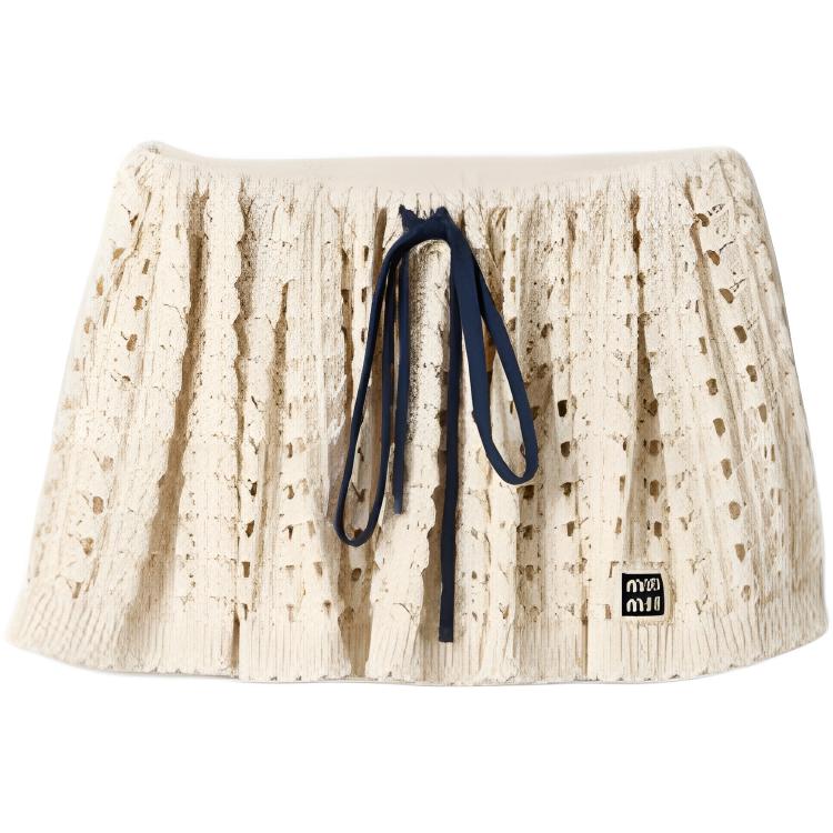Женская юбка MIU MIU Cutout Mini Skirt (бежевая)