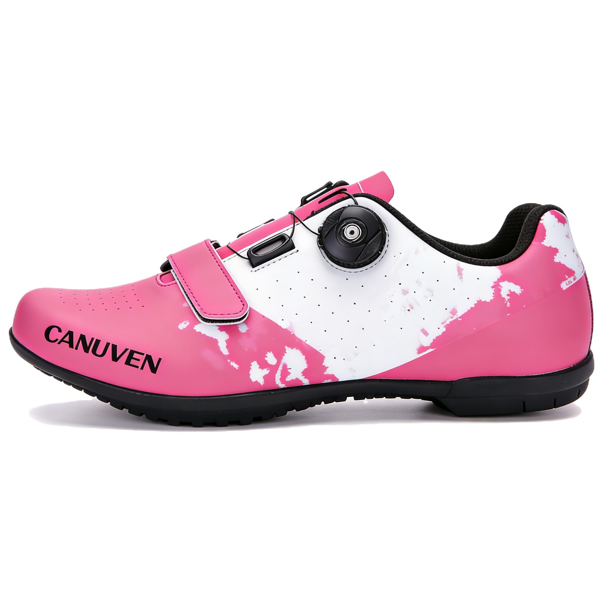 CANUVEN mesh summer trendy casual racing road shoes, no laces, breathable knobs, non-slip, outdoor wear-resistant cushioning sports shoes, low-top cycling shoes, men's style