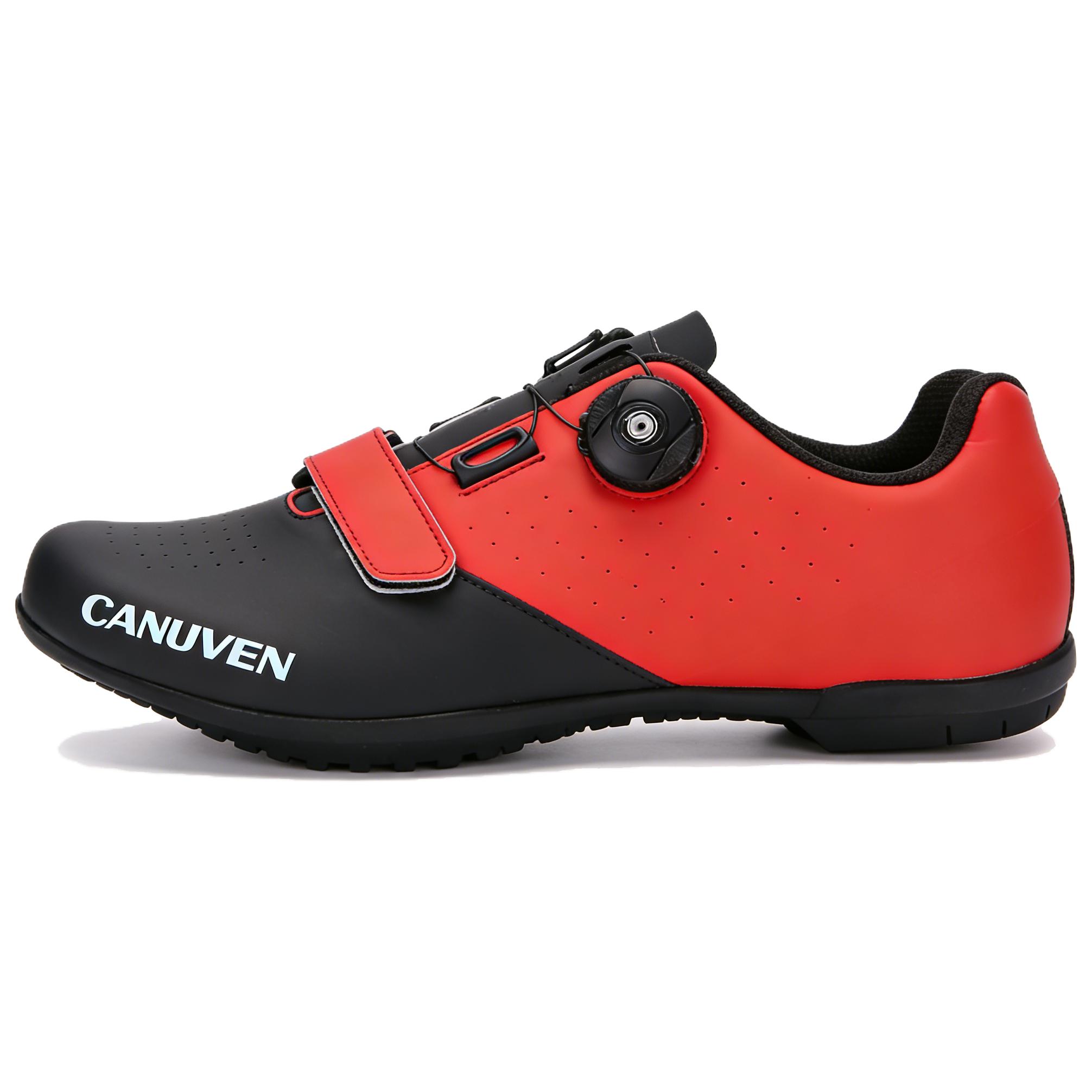 CANUVEN mesh casual summer trendy racing road shoes lace-free knob buckle non-slip cushioning breathable outdoor wear-resistant sports shoes low-top cycling shoes men's style