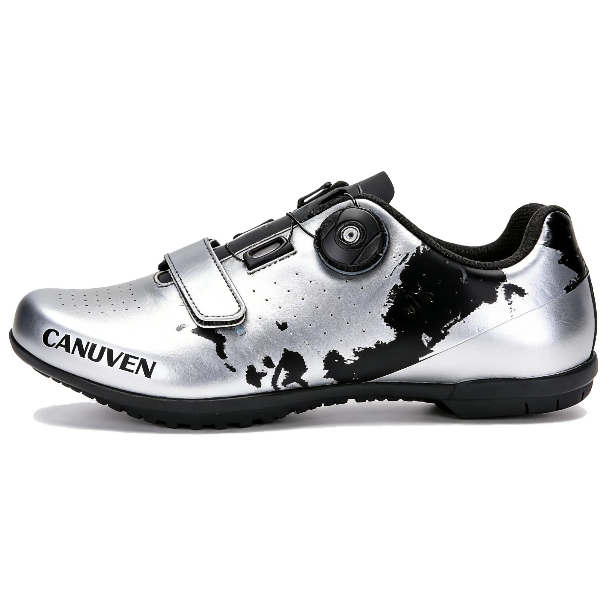 CANUVEN mesh summer casual racing road shoes, lace-free, breathable knobs, non-slip, outdoor wear-resistant cushioning sneakers, low-top cycling shoes, men's style