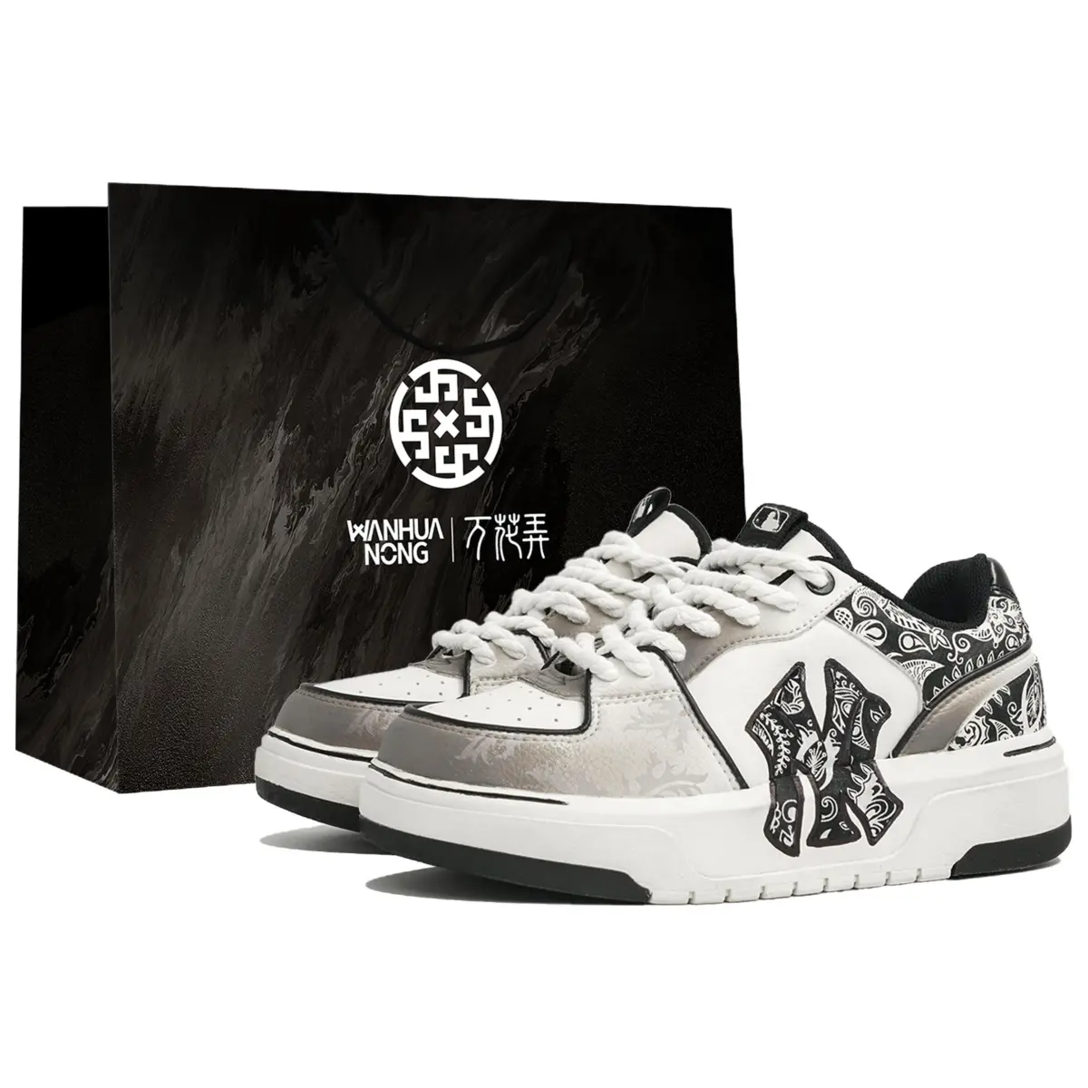 MLB Chunky Liner Slip Resistant Low top Skateboard Shoes Unisex Black White