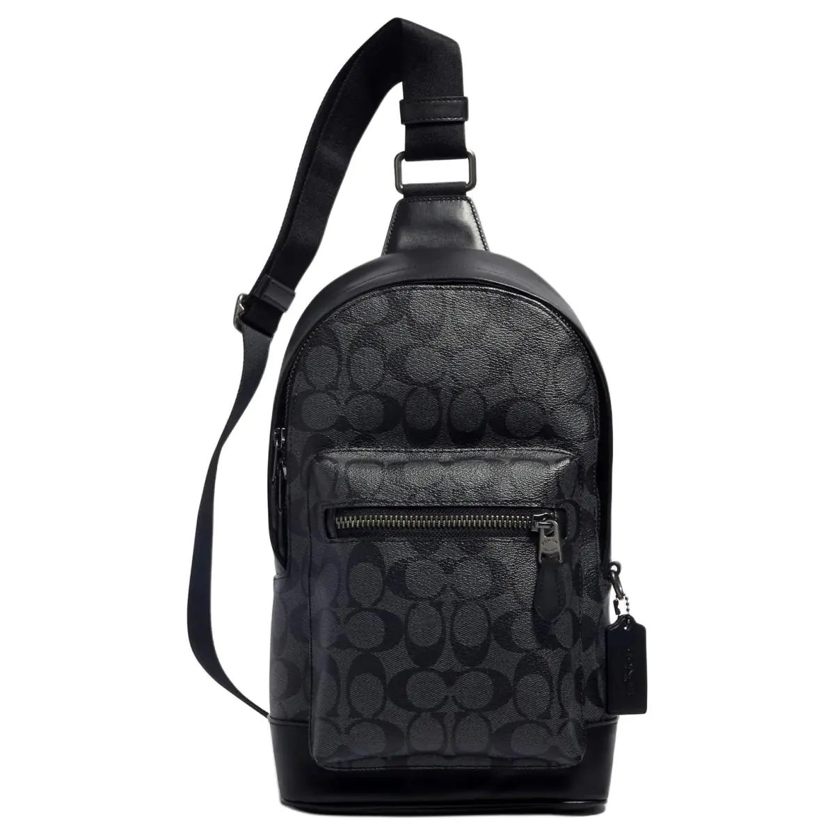 COACH West Coated Canvas With Cow Leather Sling Bag, Shoulder Bag, Crossbody Bag Medium Men's Black