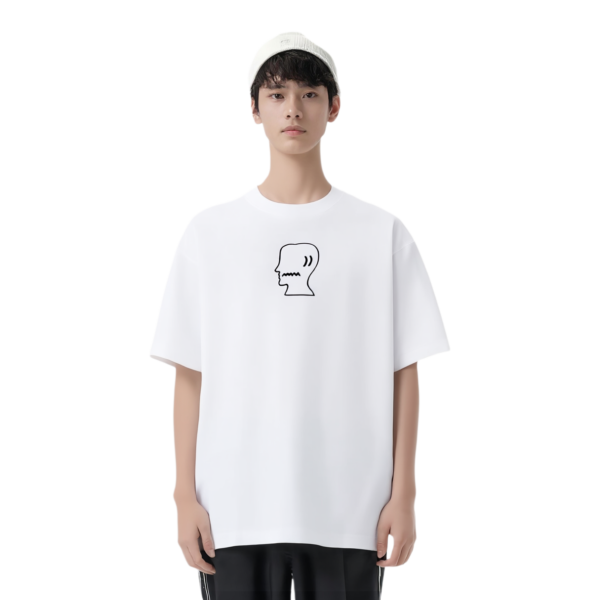 Мужская футболка Brain Dead Logo Head Tee (белая) — фото 3