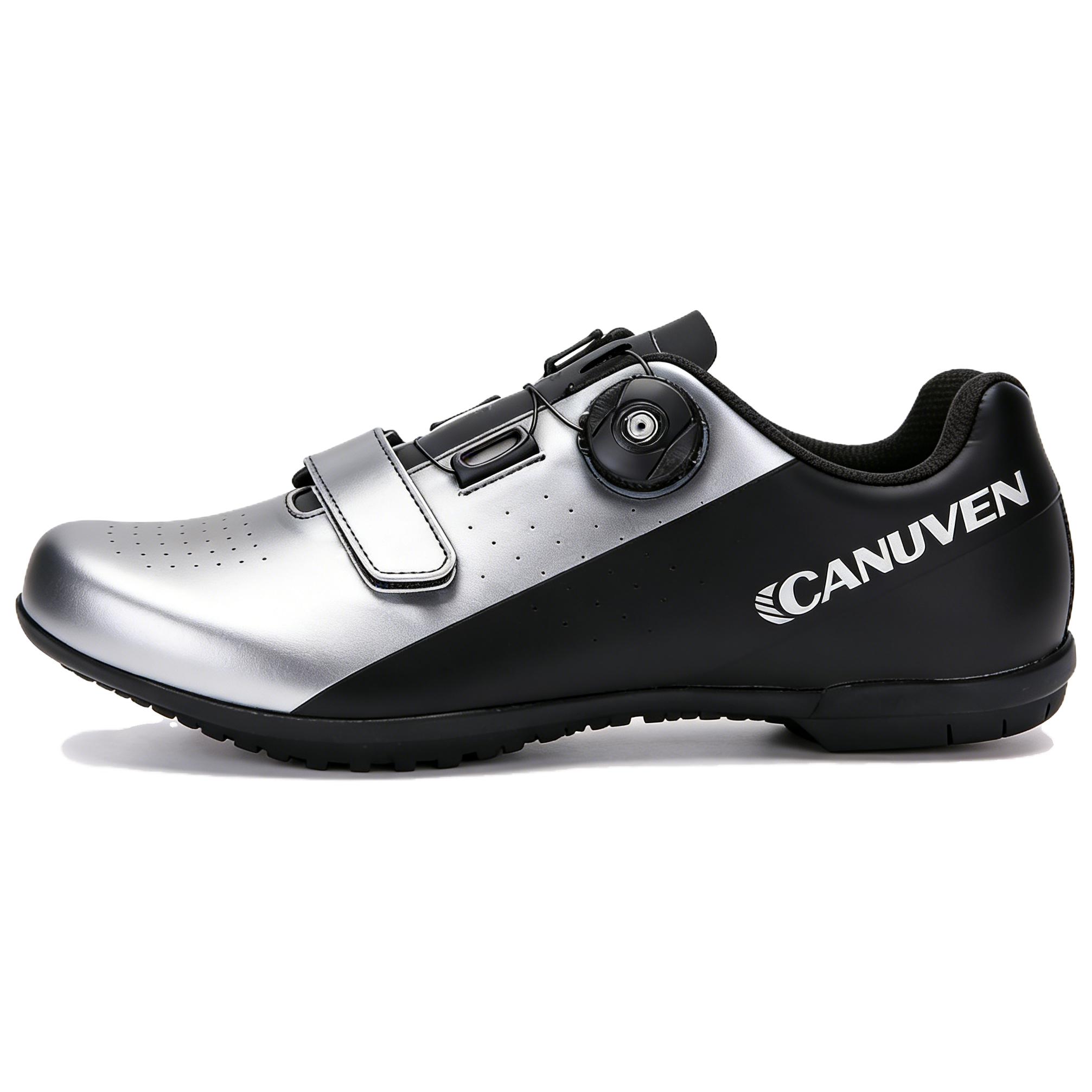 CANUVEN mesh fabric, summer casual, versatile racing road shoes, non-slip breathable sports shoes, outdoor wear-resistant knob buckle, tie-free cushioning, low-top cycling shoes, men's style
