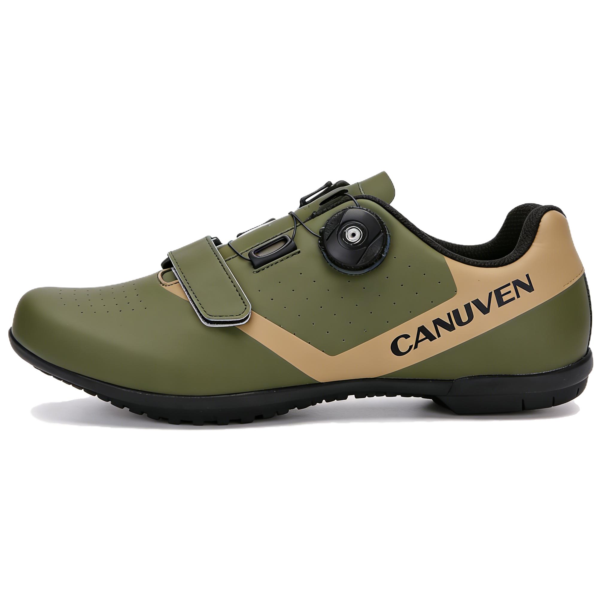 CANUVEN mesh casual summer trendy racing road shoes non-slip breathable outdoor wear-resistant sports shoes knob buckle strap-free cushioning low-top cycling shoes men's style