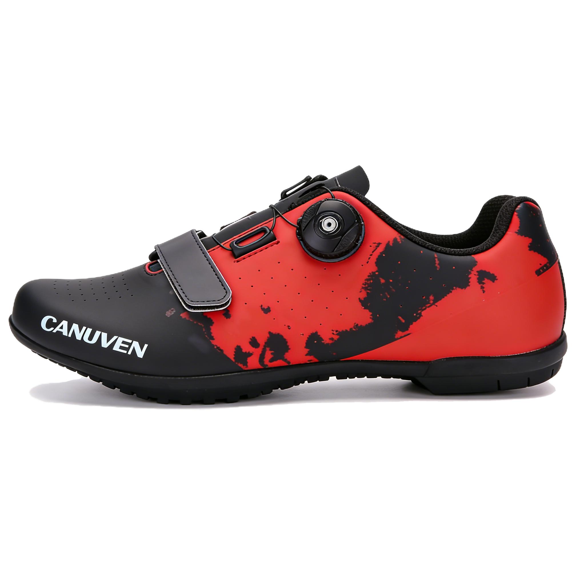 CANUVEN mesh summer fashionable outdoor casual wear-resistant racing road shoes non-slip sports shoes versatile breathable knobs strap-free cushioning low-top cycling shoes men's style