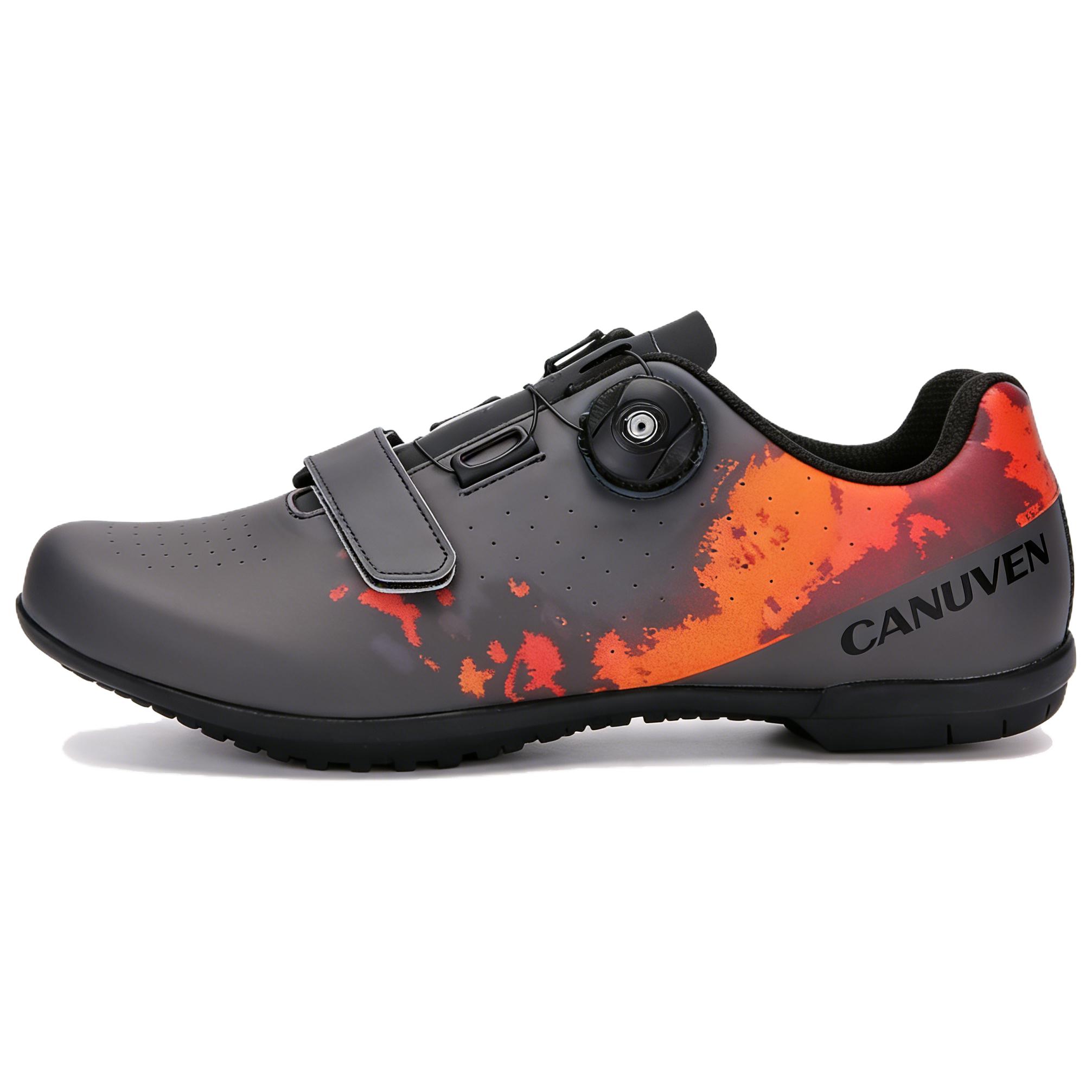 CANUVEN mesh fabric, summer versatile casual racing road shoes, non-slip breathable sports shoes, outdoor wear-resistant knob buckle, tie-free cushioning, low-top cycling shoes, men's style