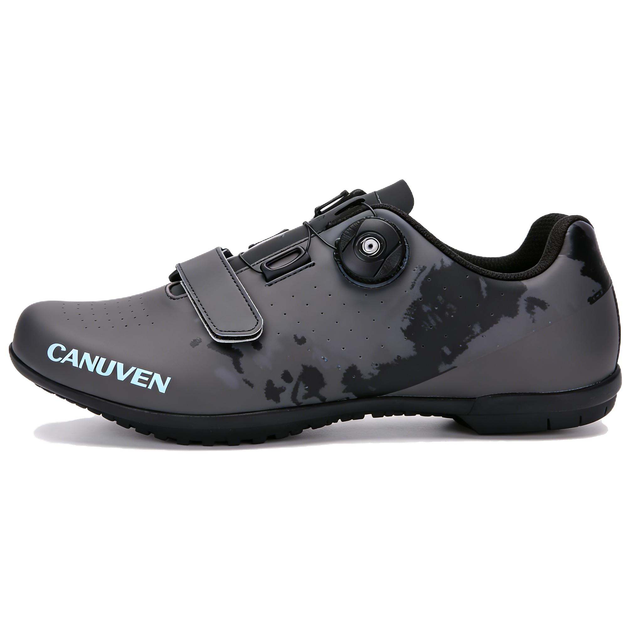 CANUVEN mesh summer outdoor racing road shoes non-slip breathable wear-resistant sports shoes casual and versatile knob buckle strap-free cushioning low-top cycling shoes men's style
