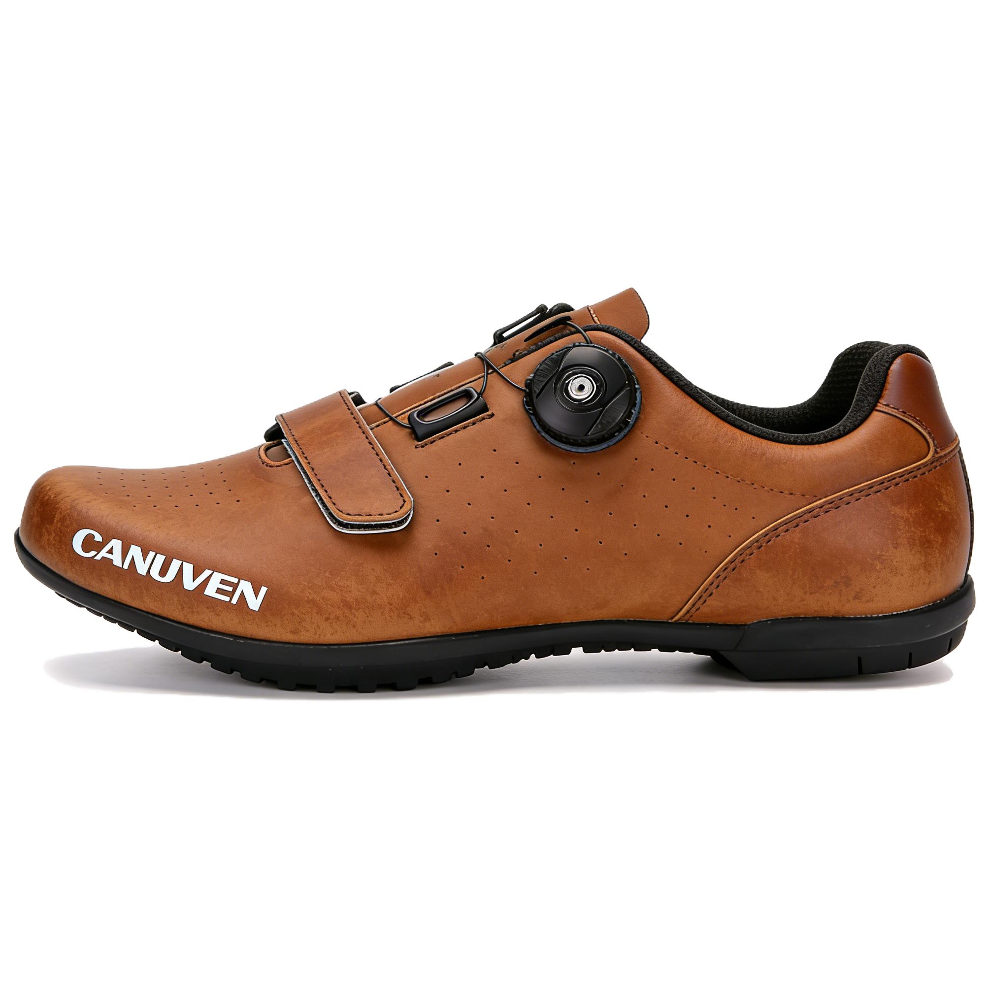 CANUVEN mesh summer outdoor leisure racing road shoes non-slip wear-resistant sports shoes versatile breathable twist-button strap-free cushioning low-top cycling shoes men's style