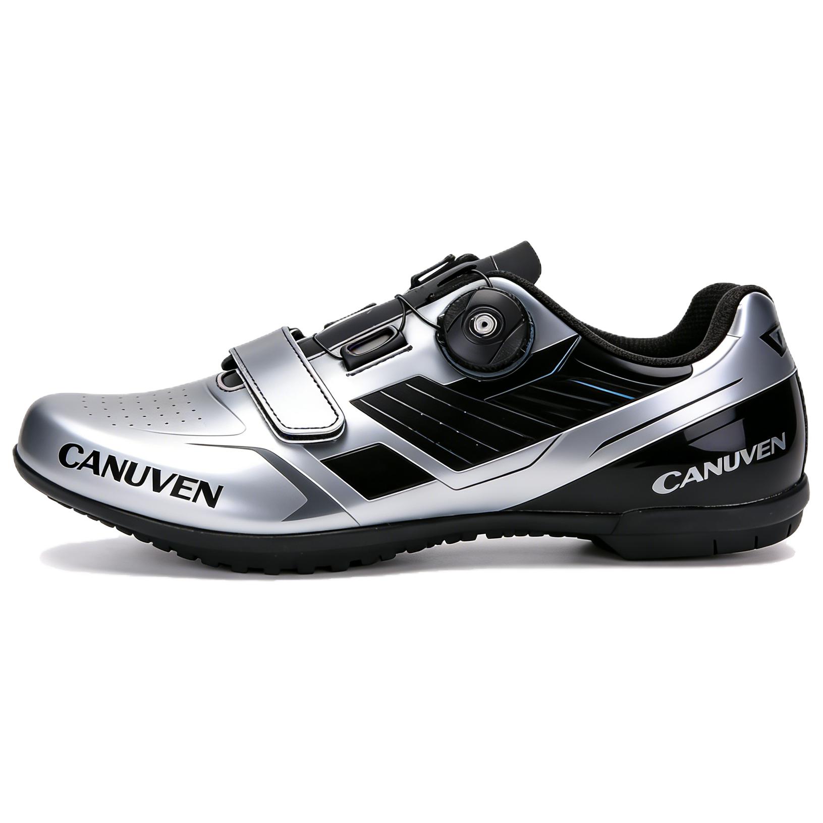CANUVEN mesh summer outdoor leisure racing road shoes non-slip breathable wear-resistant sports shoes versatile knob buckle strap-free cushioning low-top cycling shoes men's style