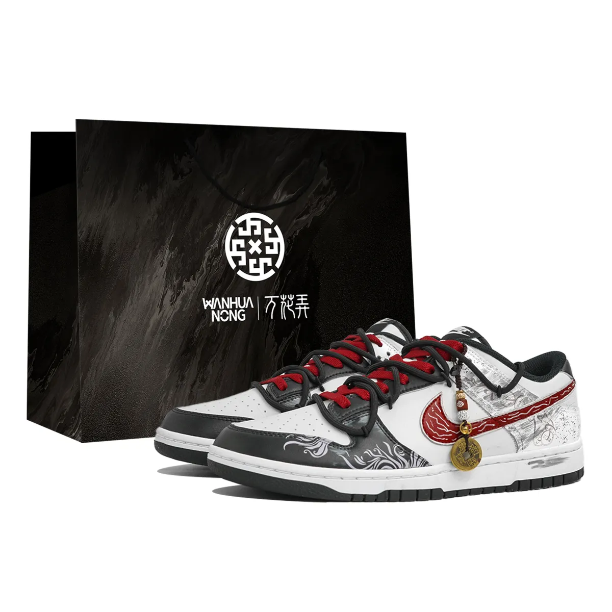 Nike Dunk Slip Resistant Low top Skateboard Shoes Unisex Gray White Red