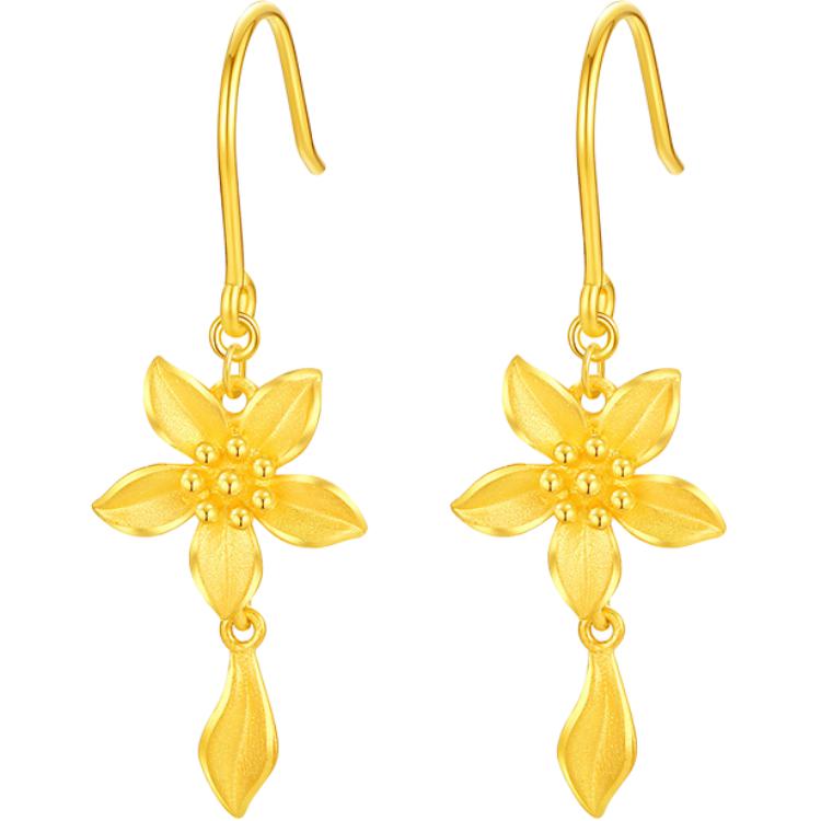 Chinese jewelry SINO GEM tobacco flower earrings, niche design, non-contrasting, high-end, romantic, elegant, eye-catching outfit for school, as a gift for your girlfriend, pure gold, priced by the gram, earrings, women's style