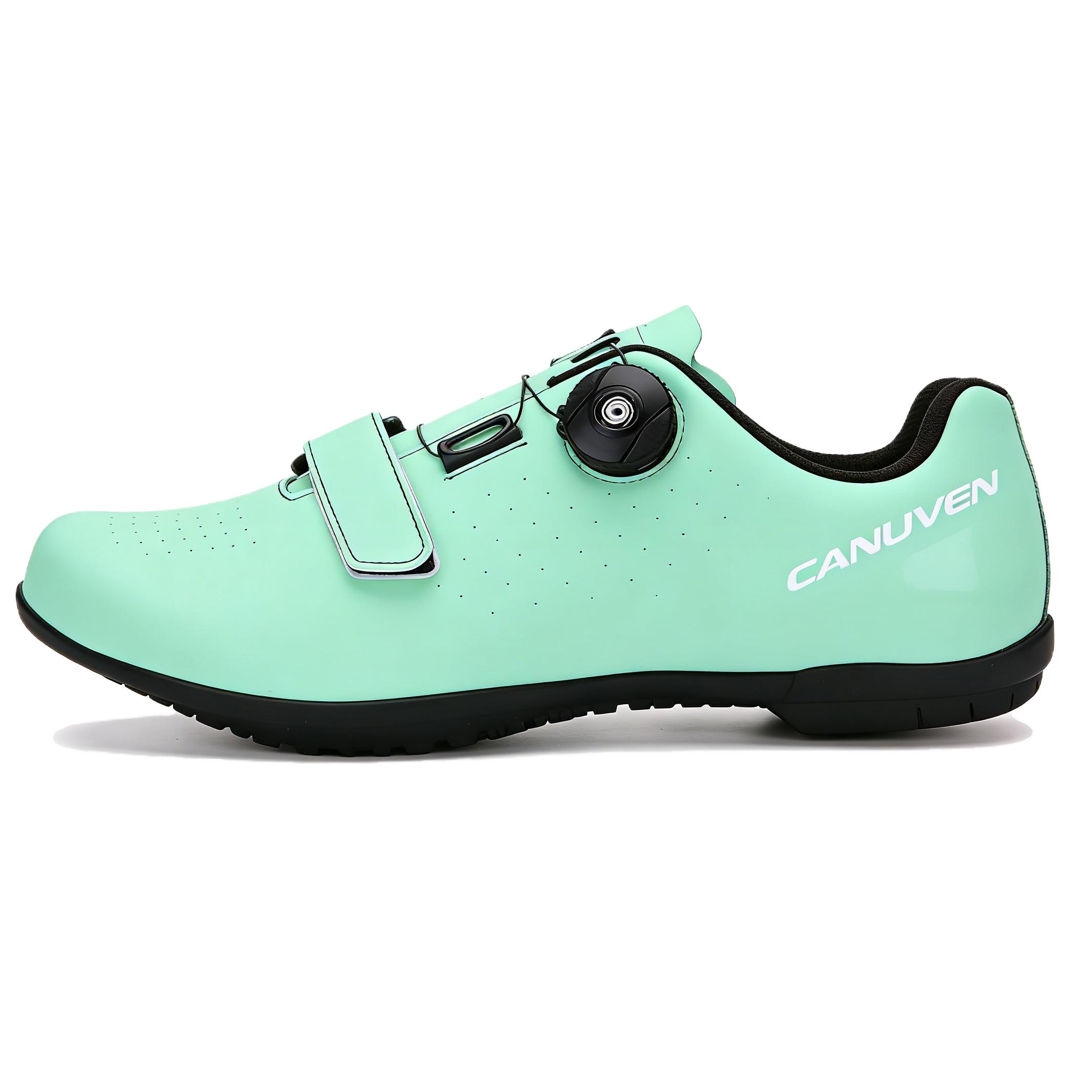 CANUVEN mesh summer outdoor breathable racing road shoes wear-resistant anti-slip sports shoes versatile knob buckle strap-free cushioning low-top cycling shoes men's style