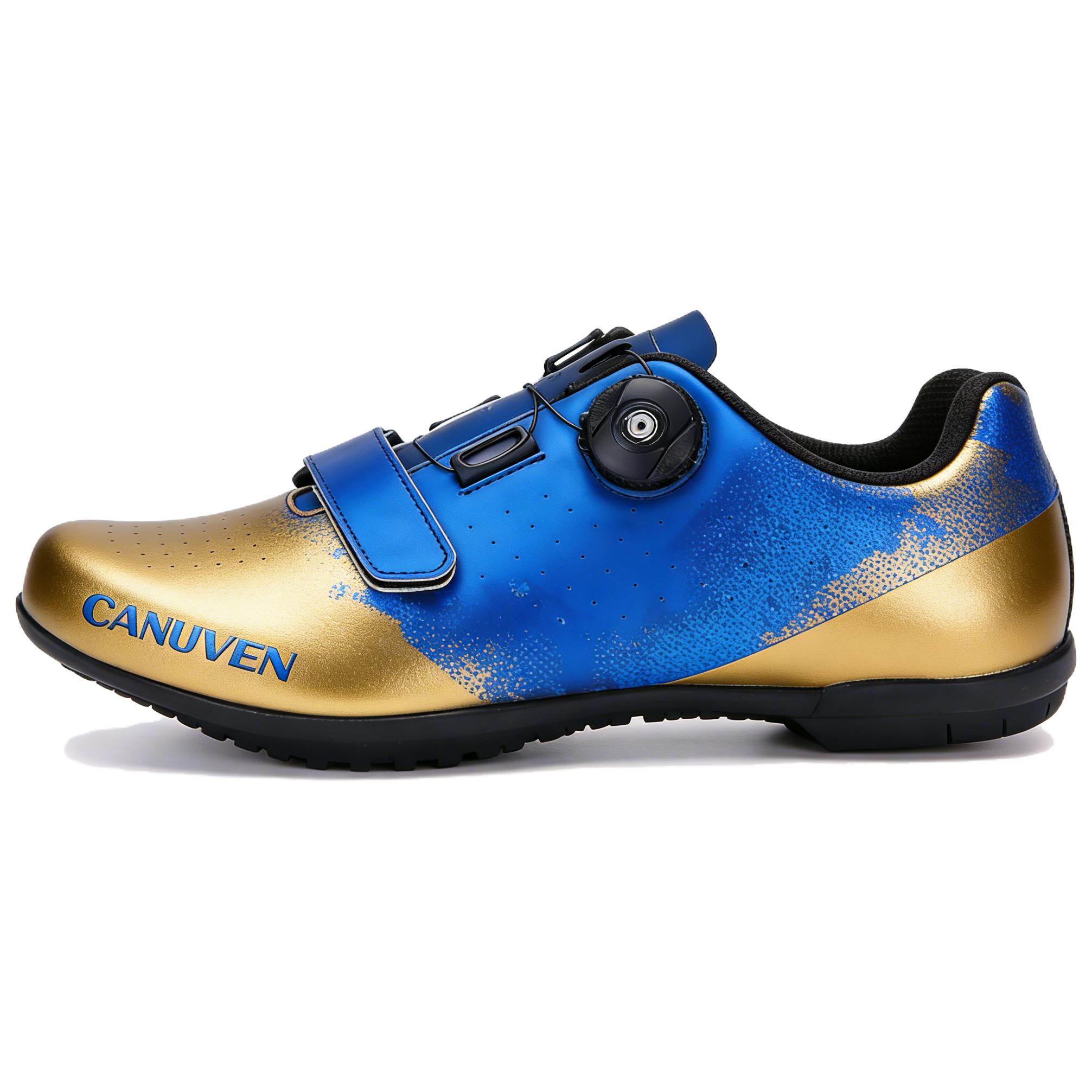 CANUVEN mesh fabric, summer all-match racing road shoes, outdoor non-slip breathable sports shoes, casual wear-resistant knob buckle, lace-free cushioning, low-top cycling shoes, men's style