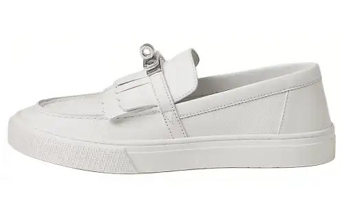 HERMES Game Loafers Women's White