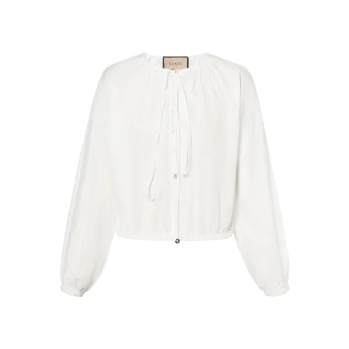 GUCCI Shirts Women's Ecru V Neck Moderate Shirt
