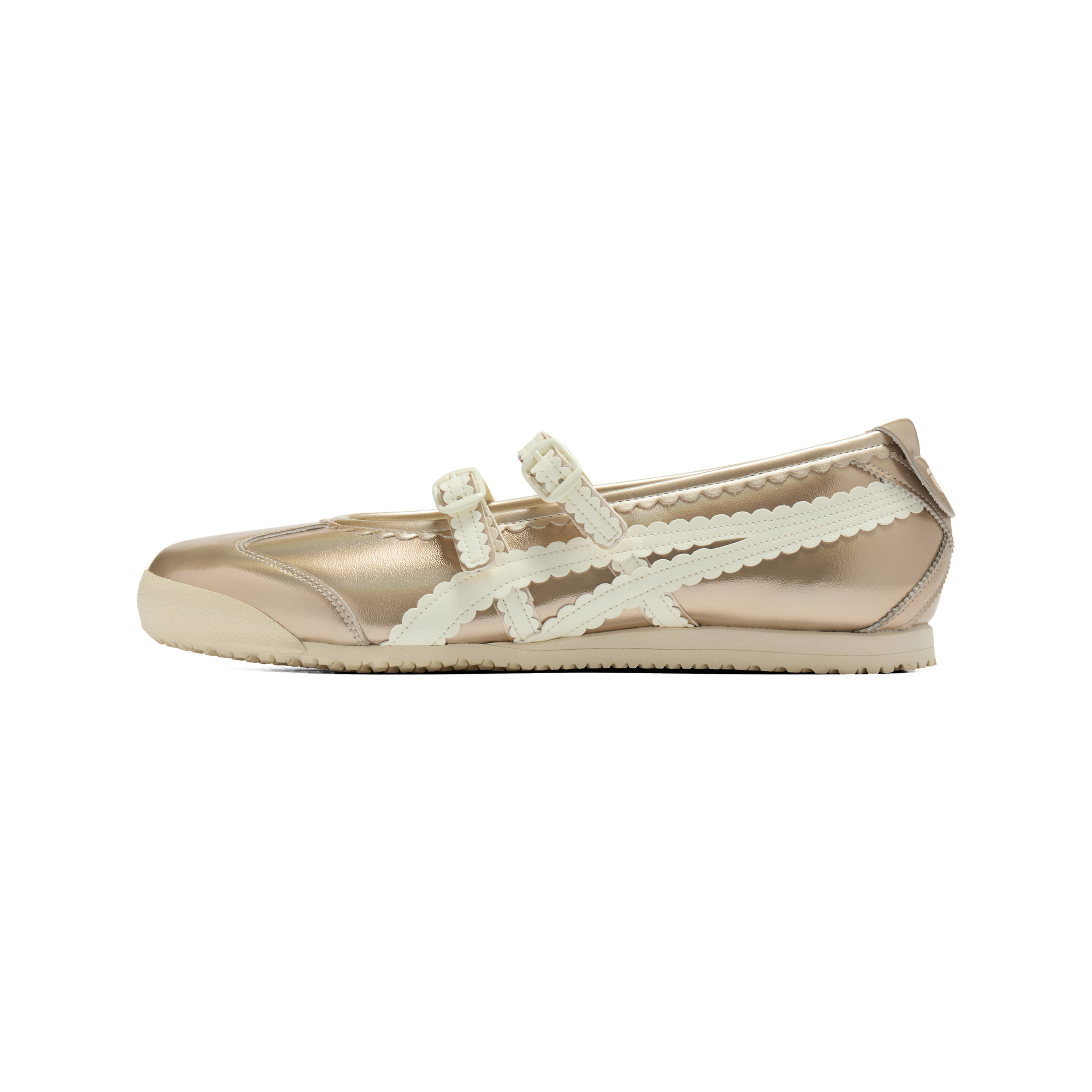 Onitsuka Tiger Onitsuka Tiger MEXICO 66 TGRS Elegant, lightweight and simple advanced ballet style thin sole flat heel Mary Jane shoes women gold