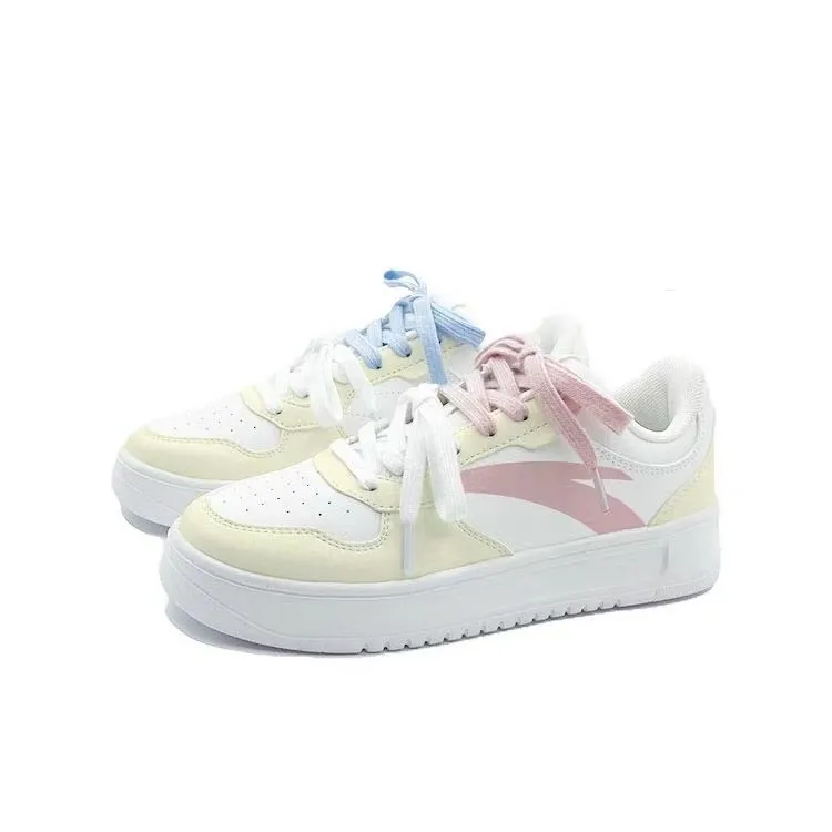 Anta Easy Slip Resistant Abrasion Resistant Low top Skateboard Shoes Women's Pink Blue Mismatched