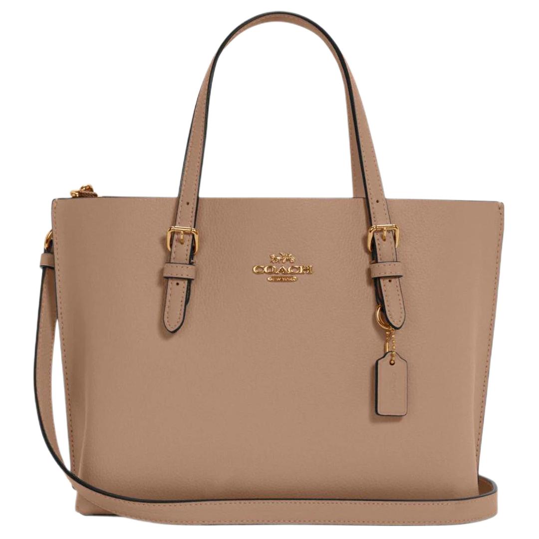 COACH Mollie Zip Closure Grain Leather Handbag, Shoulder Bag, Crossbody Bag 25 Women's Taupe