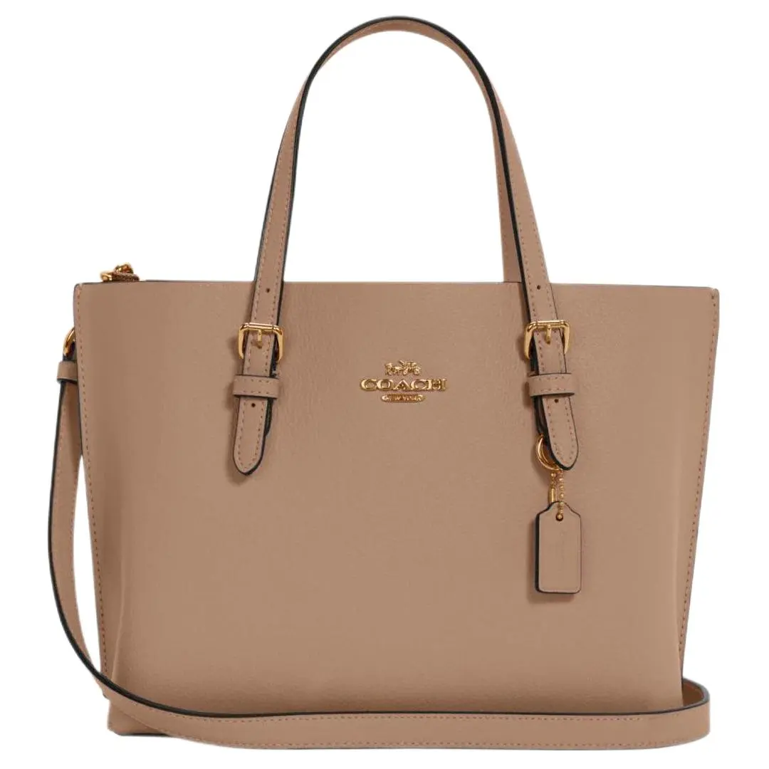 COACH Mollie Zip Closure Grain Leather One Shoulder Crossbody Handbags Women's Taupe