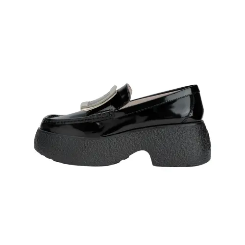 Roger Vivier Roger Vivier Viv' Rangers Patent Leather Metal Buckle Loafers Women's Black