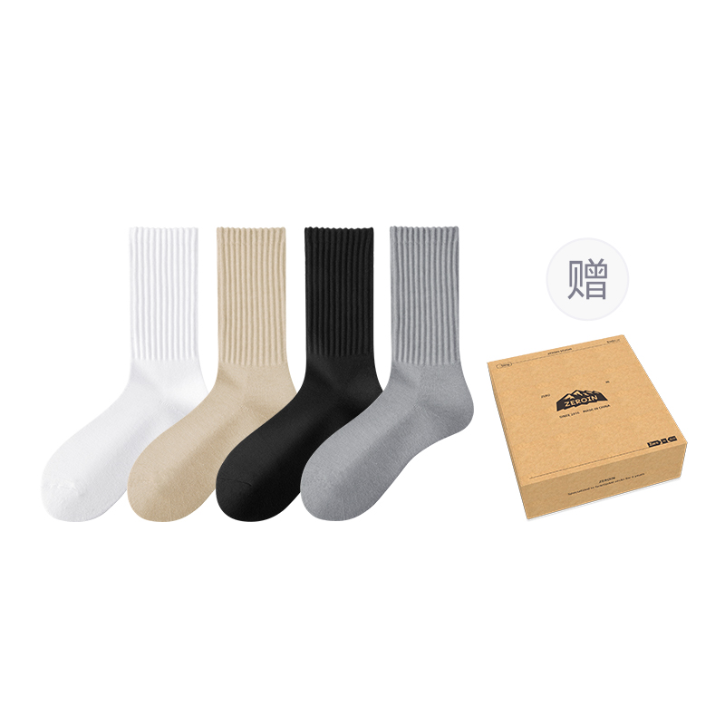 ZEROIN Crew Socks Unisex Kraft Paper Box 4 Pack