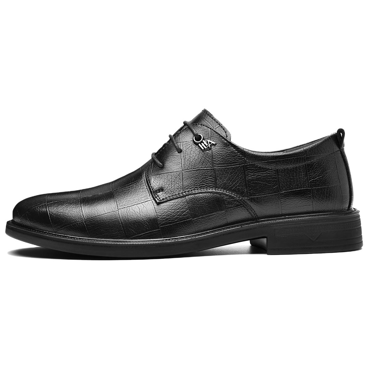 Heilan House HLA British style patterned leather formal leather shoes men's black