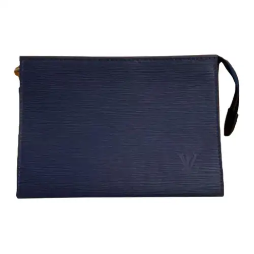 LOUIS VUITTON Leather Clutch Women's Blue
