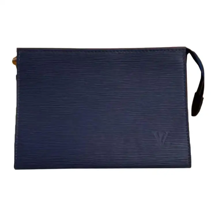 LOUIS VUITTON Leather Clutch Women's Blue