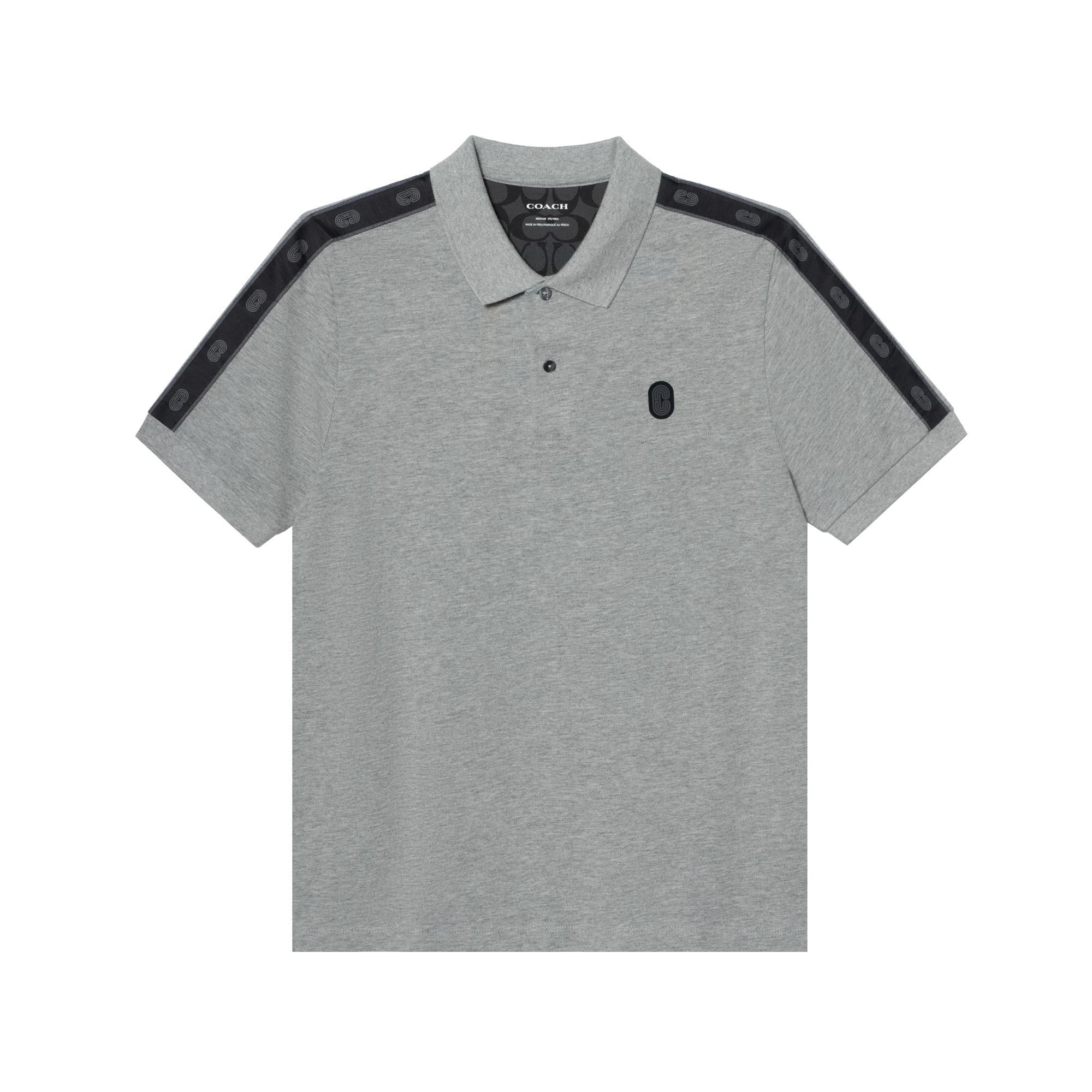 COACH Polo Shirts Men's Gray Polo Collar Moderate Straight Fit