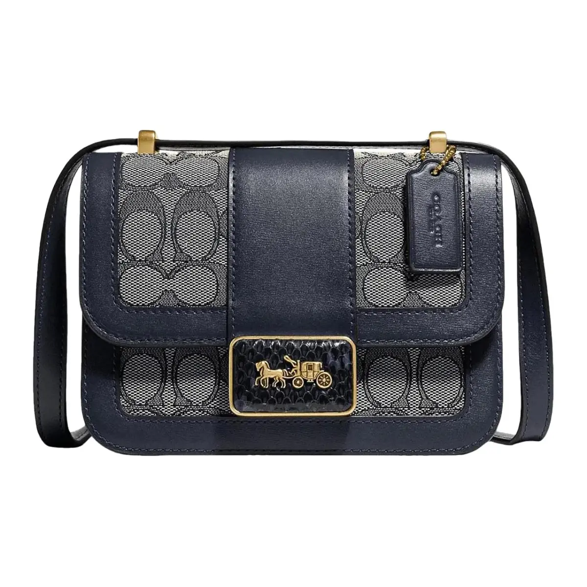COACH Alie Jacquard Fabric With Calfskin And Snake Skin Messenger Bag, Small Square Bag, Crossbody Bag, Shoulder Bag