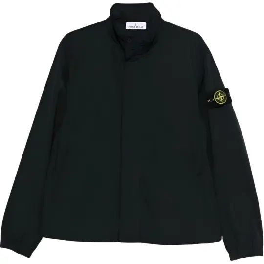 STONE ISLAND SS26 компактная однотонная нейлоновая куртка мужская с воротником-стойкой, черная