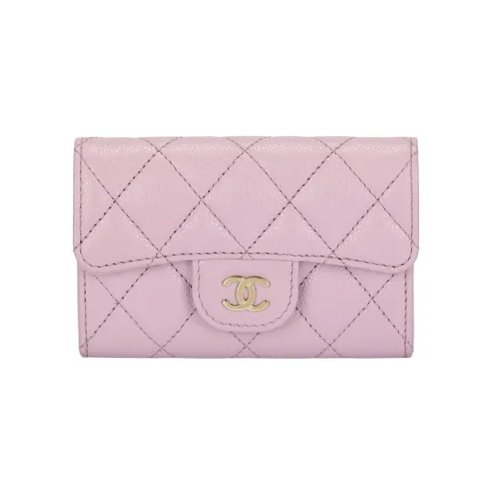 CHANEL Classic Flap CF Embossed Litchi Grain Calfskin & Metal Flap Bag, Wallet Women's Cherry Blossom Pink