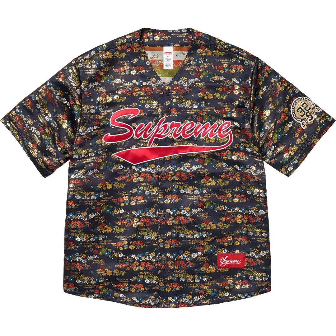 Supreme SS26 WEEK5 Floral Jacquard Baseball Jersey Baseball Jacket Unisex
